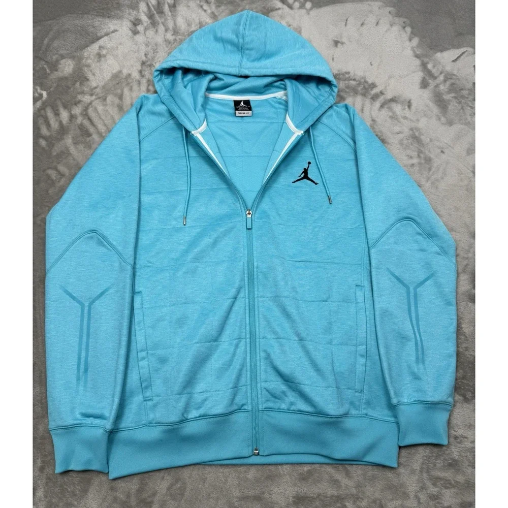 Nike Air Jordan Hoodie Jacket Mens Medium Cyan Blue Sweatshirt Basketball NBA